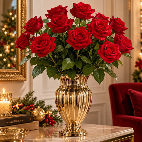 EDG Enzo De Gasperi Ramo Rosa Velvet Red H50 cm – Christmas Decoration