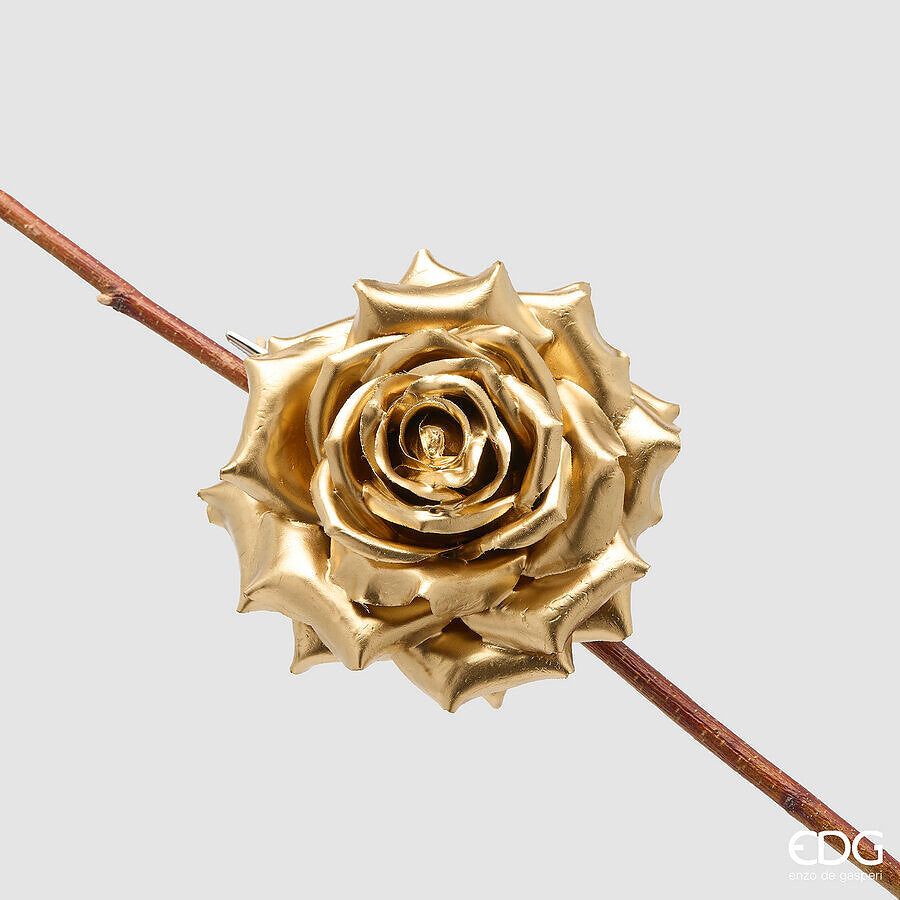 EDG Enzo De Gasperi Rosa Glossy con Clip Gold Ø16 cm – Addobbo di Natale