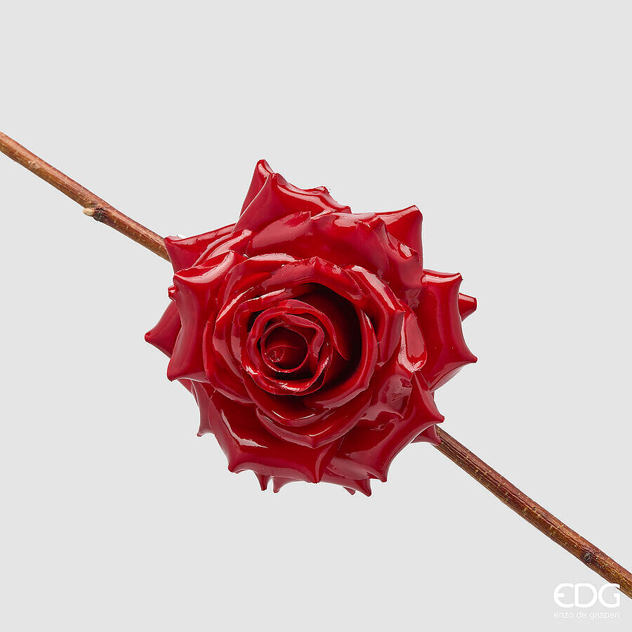 EDG Enzo De Gasperi Rosa Glossy con Clip Red Ø16 cm – Decorazione di Natale