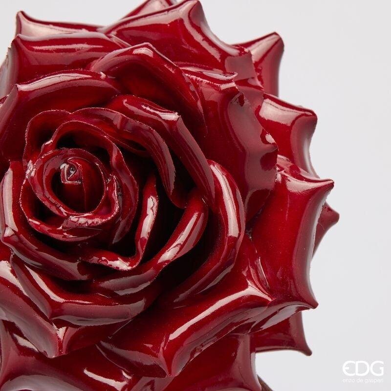 EDG Enzo De Gasperi Rosa Glossy con Clip Ø16 cm Bordeaux – Fiore Decorativo Natalizio