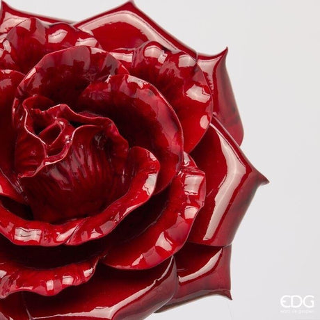 EDG Enzo De Gasperi Glossy Rose Christmas on Branch H60 Ø20 cm Burgundy – Decorative Christmas Flower