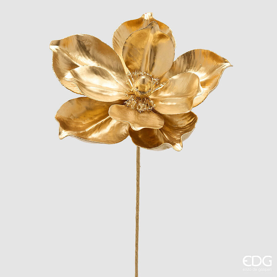 EDG Enzo De Gasperi Magnolia Glossy Branch Gold H65 Ø25 cm – Christmas Floral Decoration