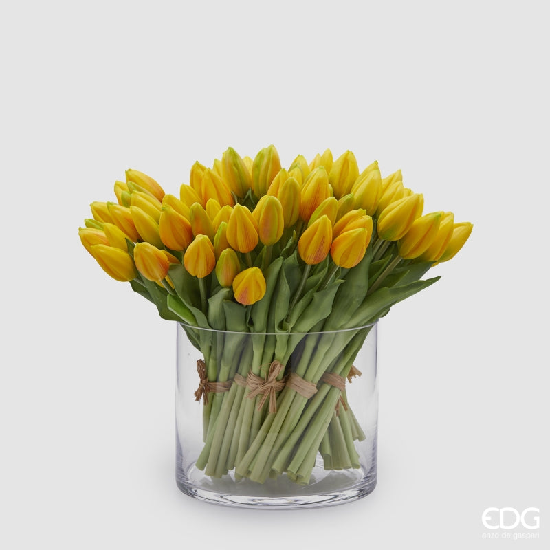 EDG Enzo De Gasperi Bouquet Tulipani 9 Boccioli H 29 Cm Artificiali Ass. Giallo