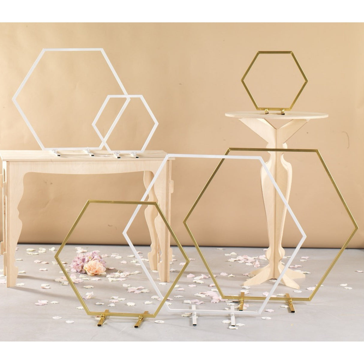 Hexagon Table Structure D 70 Cm White 