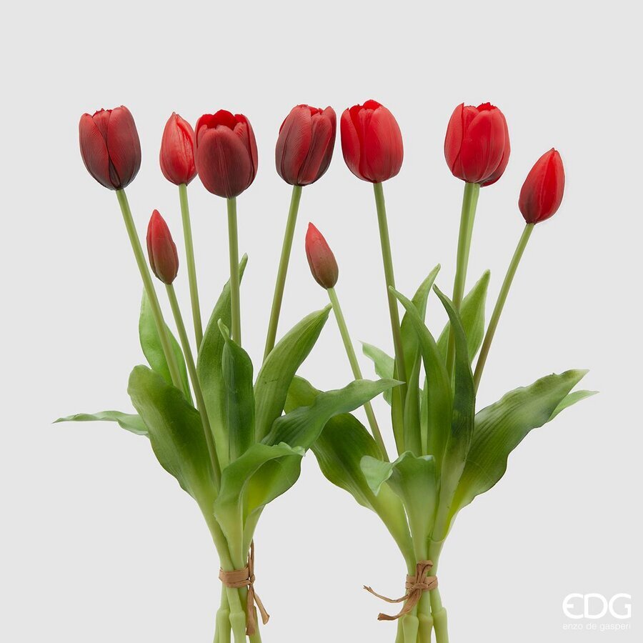 edg enzo de gasperi bouquet di 5 tulipani chiusi gomma h 40 cm ass red ean 8059824081773