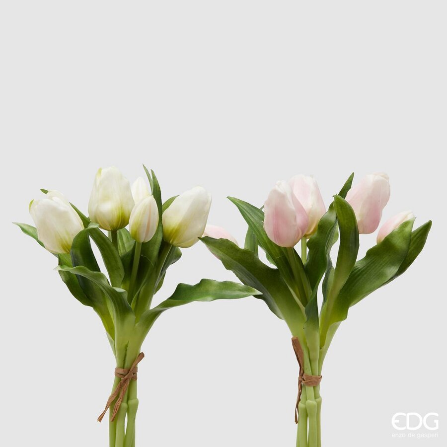 edg enzo de gasperi edg enzo de gasperi bouquet 5 tulipani olis ass h 28 cm white pink 1 pz ean 8059824237187