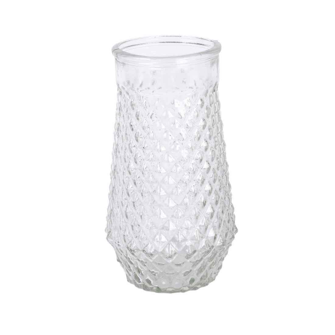 Vimin Box Faceted Flower Holder D 8 Cm H 20 Cm Transparent Glass
