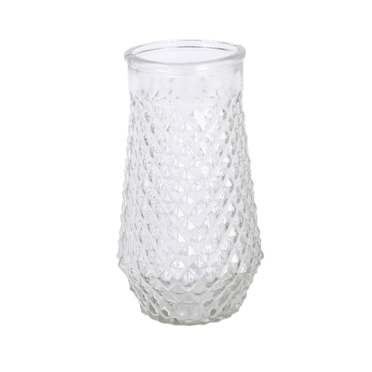 Faceted Flower Holder D 8 Cm H 20 Cm Transparent Glass