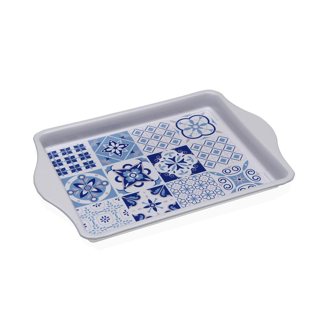 Pour Azzurrita Metal Tray with Blue Handles, in Metal