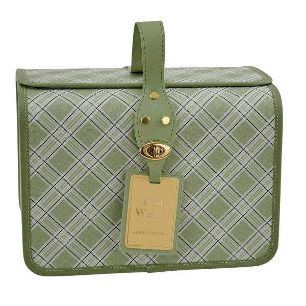 Large Rectangular Vintage Green Sewing Box 28.8x20.7x20 cm