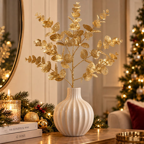 EDG Enzo De Gasperi Eucalyptus Branch Gold H61 cm – Christmas Decoration