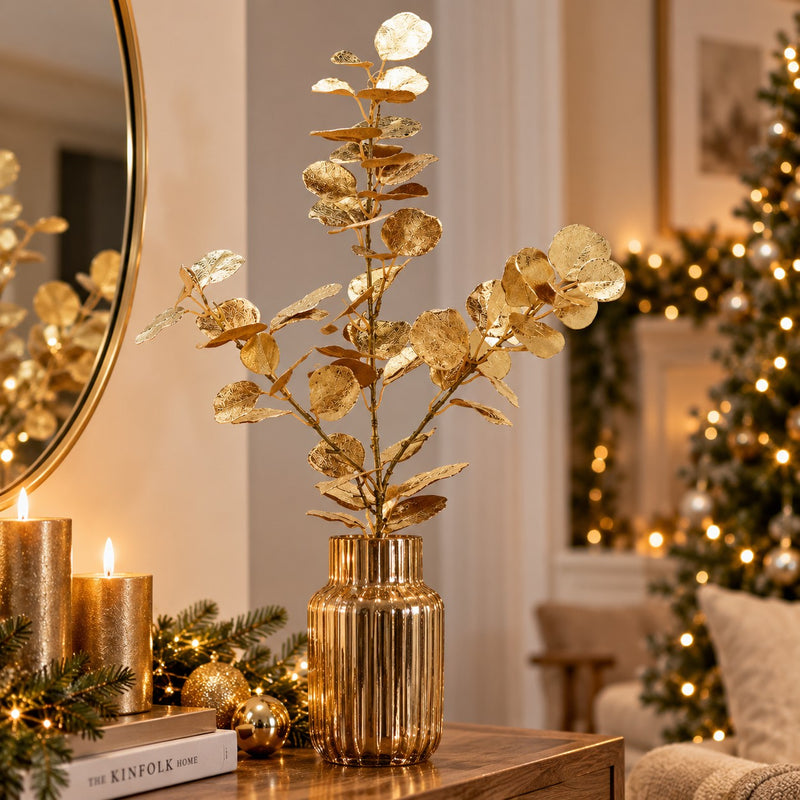 EDG Enzo De Gasperi Ramo Eucalipto Gold H83 cm – Decorazione Natalizia