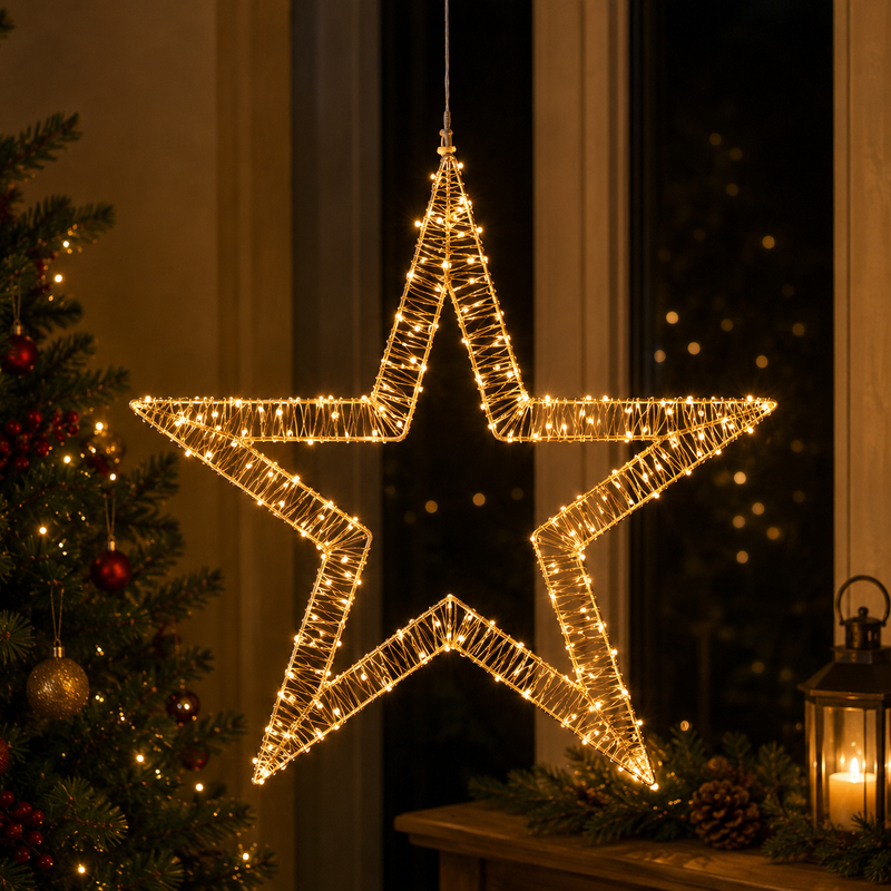 EDG Enzo De Gasperi Christmas Star Microled Flat D 60 Cm 250 Flashing Leds Ivory