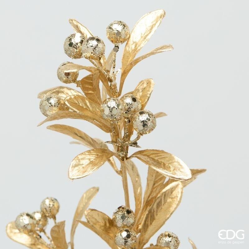 EDG Enzo De Gasperi Berry Branch with Leaves Red Gold H75 cm – 1 Assorted Piece Christmas Decoration