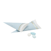 Givi Sugared Almonds Holder Cones Paper Print 8 x 17 Cm Blue Gold Pack 10 Pcs