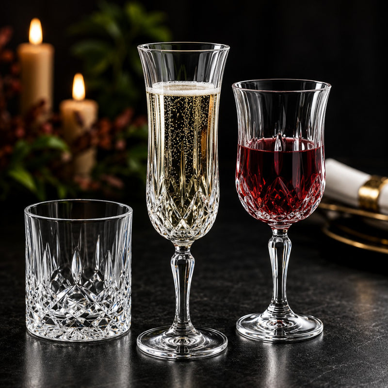 RCR Cristalleria Italiana Opera - FL - Set of 6 Crystal Flute Glasses