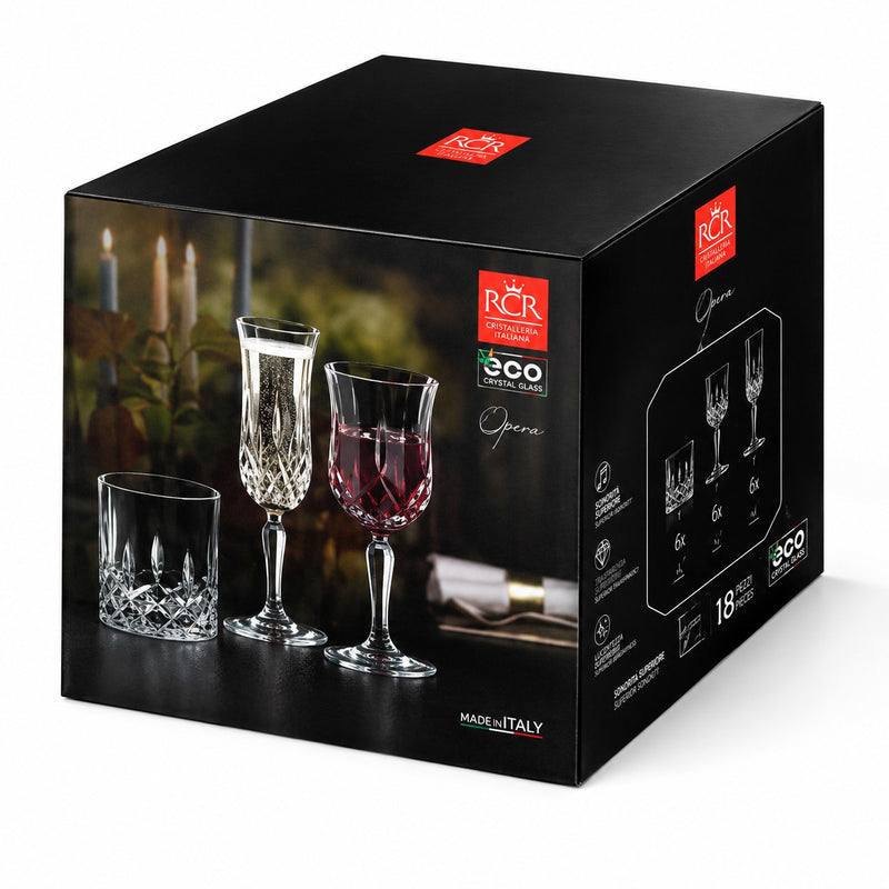 RCR Cristalleria Italiana Opera - FL - Set of 6 Crystal Flute Glasses