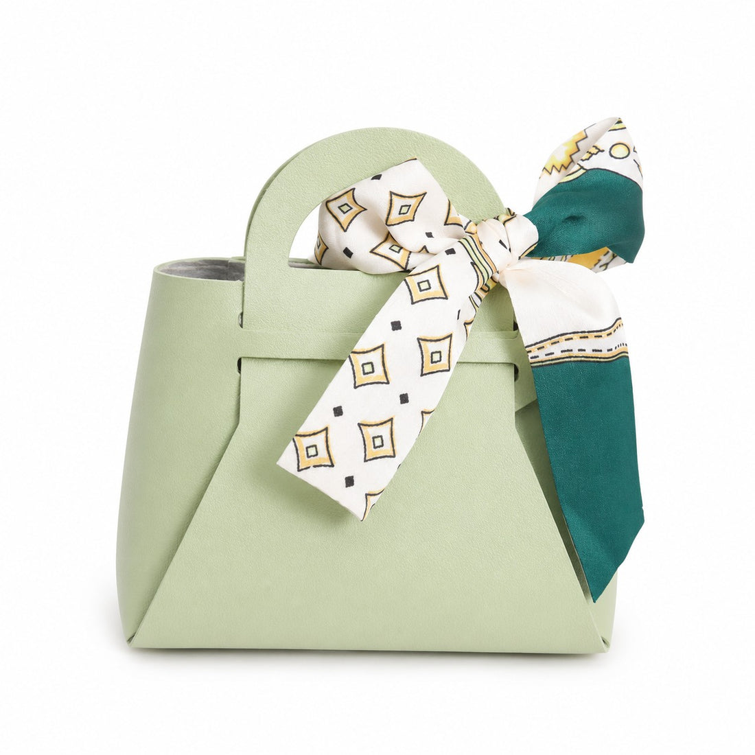 Bonturi Casa HANDBAG Favor Box 10x5xH11 Cm MINI FOULARD Candy Holder L. GREEN 1 Pc