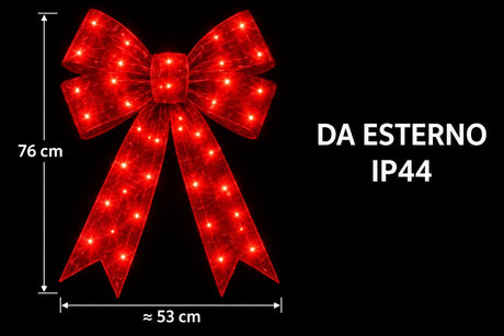 Bonturi Casa Fiocco Rosso Led Natale 76 cm 112 LED Ip 44