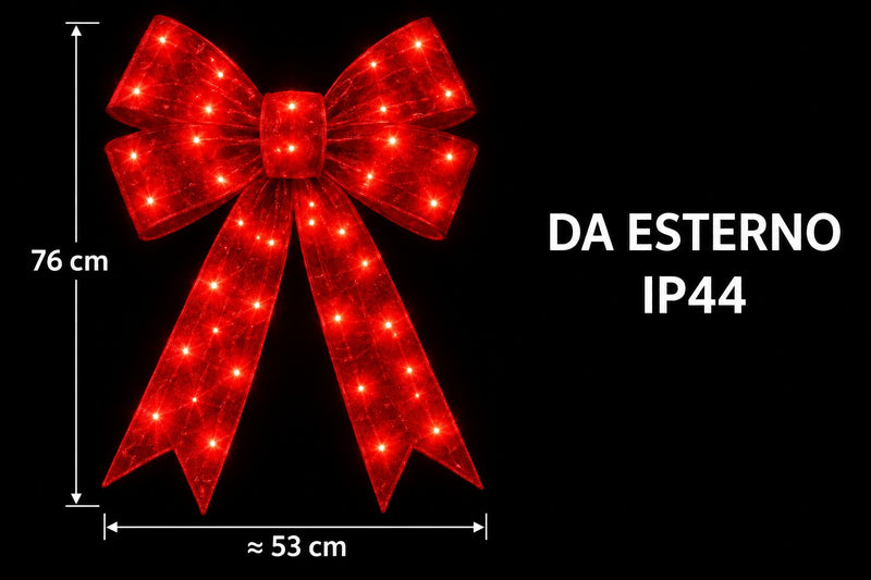 Bonturi Casa Fiocco Rosso Led Natale 76 cm 112 LED Ip 44