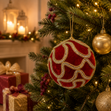 EDG Enzo De Gasperi Christmas Decoration Ball Decogemme D 12 Cm Red Gold 1 Pc