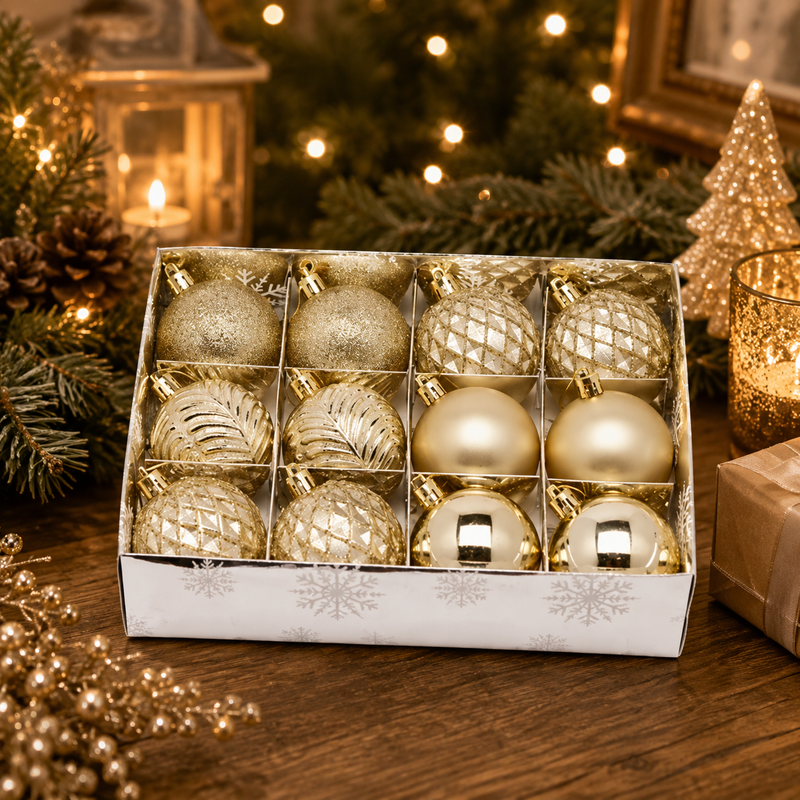 EDG Enzo De Gasperi Christmas Decoration Ball Decomix D 8 Cm Cf 12 Pcs Gold