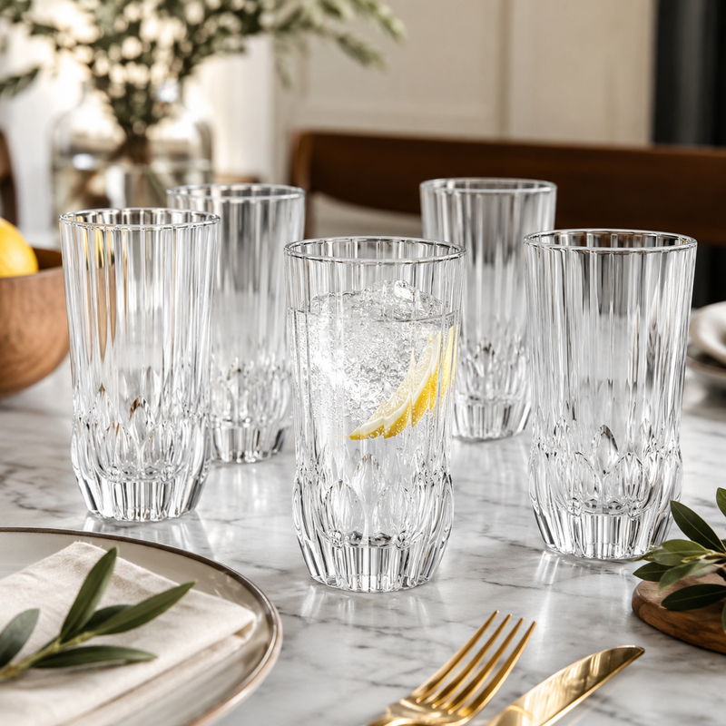 RCR Cristalleria Italiana Adagio - HB - Set of 6 Long Drink Glasses in Glass