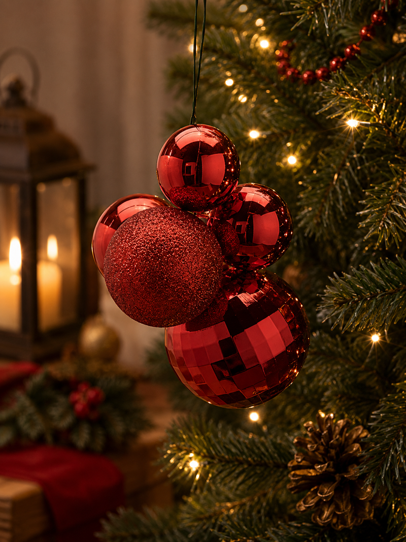 EDG Enzo De Gasperi Christmas Decoration Cluster MirrorMix 5 Pcs Red