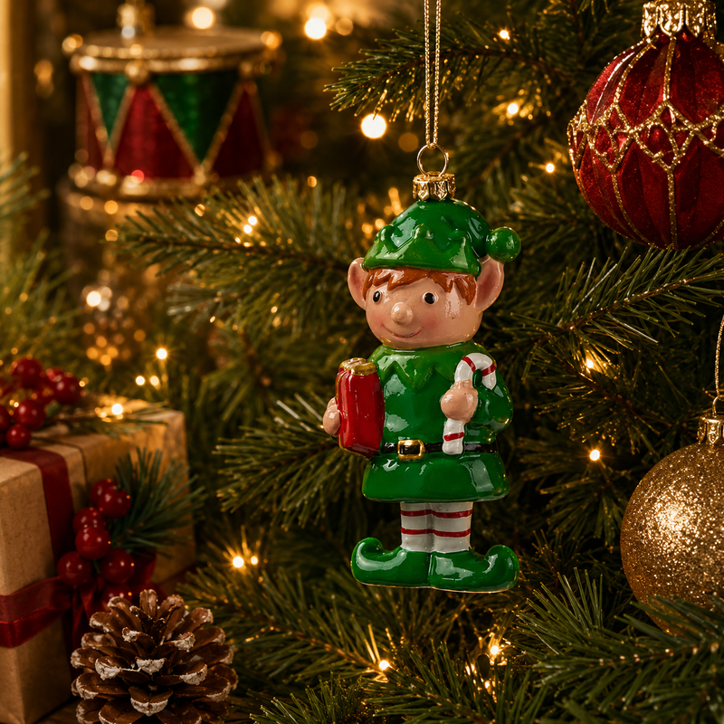 EDG Enzo De Gasperi Christmas Decoration Elf H 12.5 Cm L 4 Cm L 6 Cm Cm Green Mix