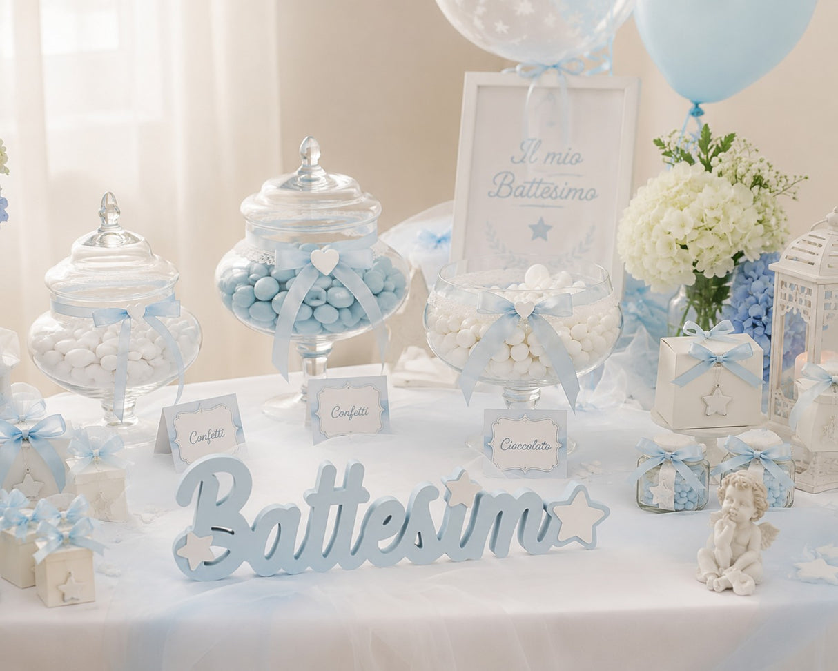 Cupido&amp;Co. Baptism Sign 550 x 30 x 147 Mm Blue Wood