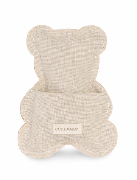 Cupido&amp;Co. Blue Heart Teddy Bear Bag 100 x 135 Mm Beige 12 Pcs