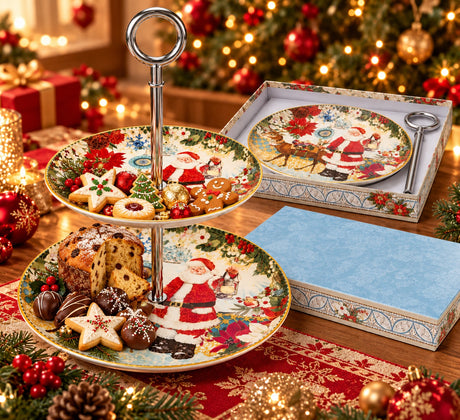 2-Tier Porcelain Cake Stand Father Christmas 27 cm