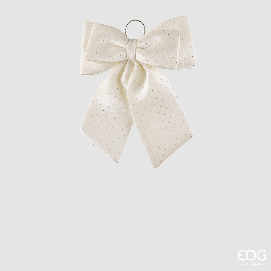EDG Enzo De Gasperi Christmas Bow in Ivory Velvet with Rhinestones H40 cm – Christmas Decoration