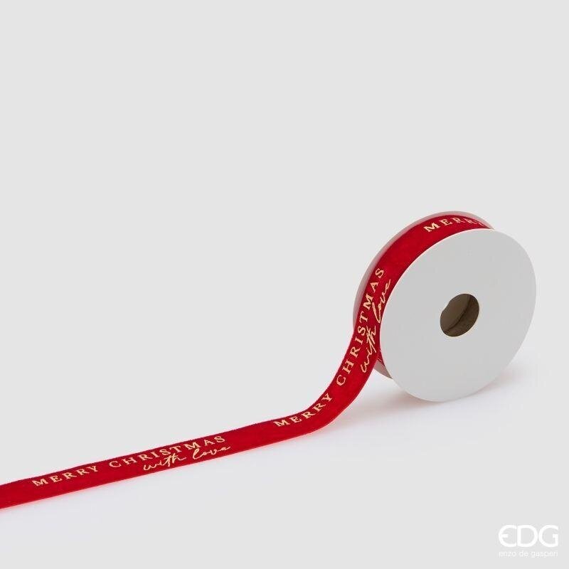 EDG Enzo De Gasperi Set 8 Nastri Merry Christmas H2,5 cm x 3 m Rosso Oro – Decorazioni Natalizie