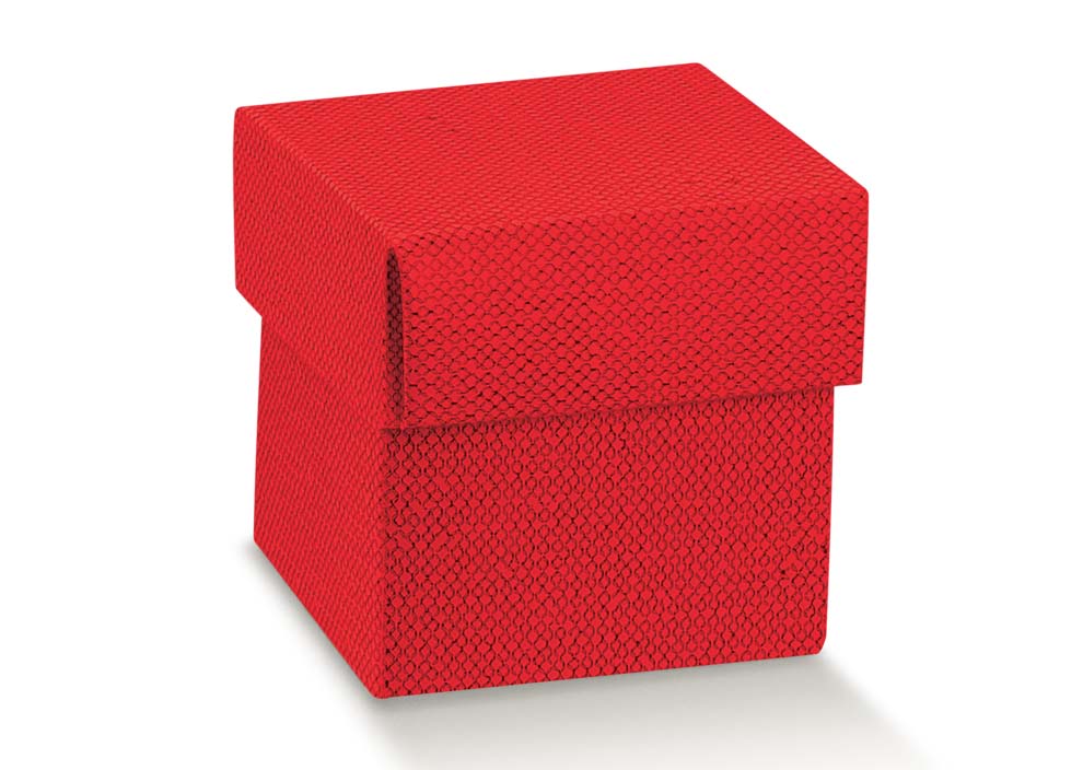 DP Box 50 x 50 x 50 Mm Red Linen 10 Pcs