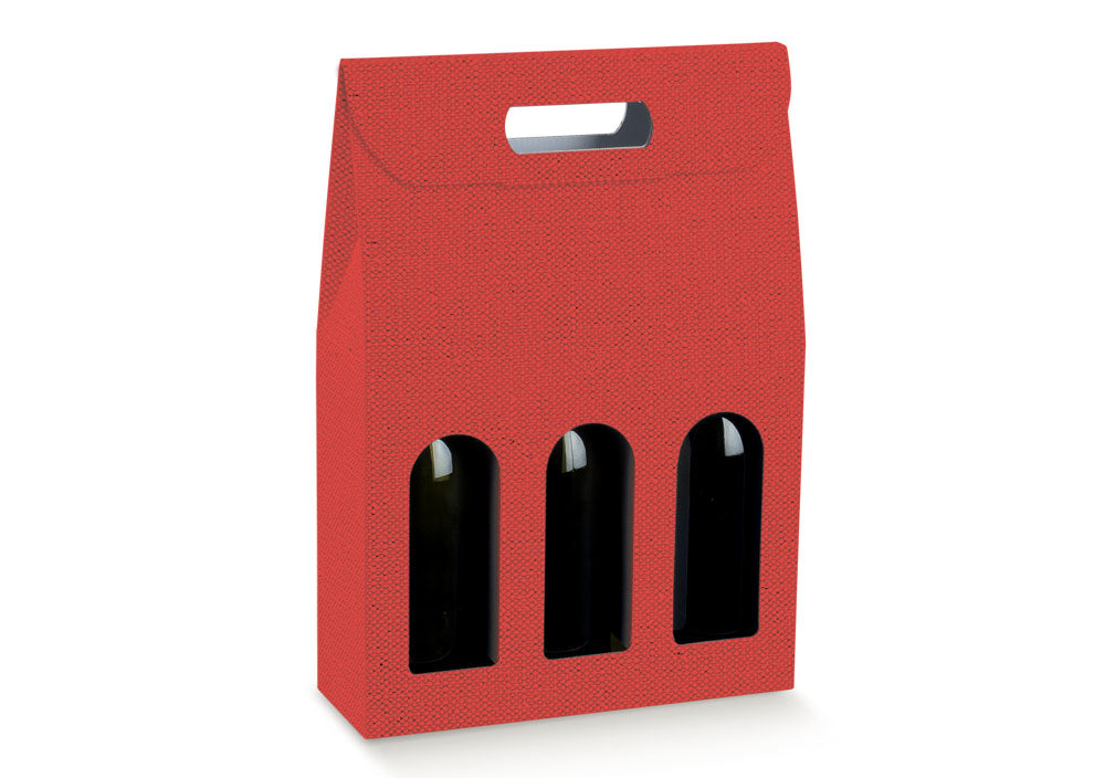 Box of 3 Bottles 270 x 90 x 385 Mm Red Linen 5 Pcs