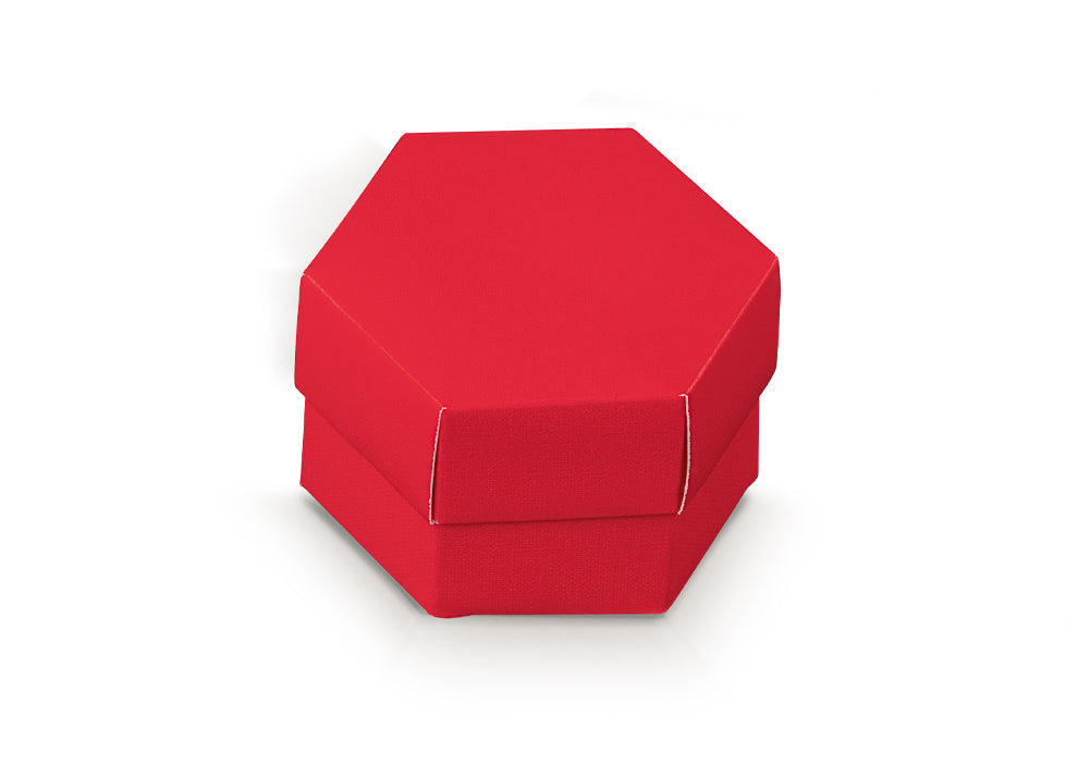 Hexagon Box 80 x 55 Mm with Red Linen Divider 10 Pcs