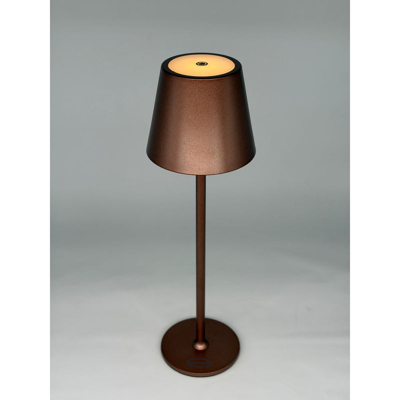 L'Arcolaio Rechargeable Touch LED Lamp H 38 cm 10 x 10 cm IP54 Round Pro Bronze Brown