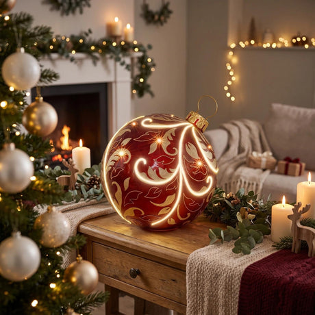 Bizzotto Red Kinler Spherical Decoration with 6 LEDs 68.6x53.3 cm – Luminous Decorative Sphere for Christmas