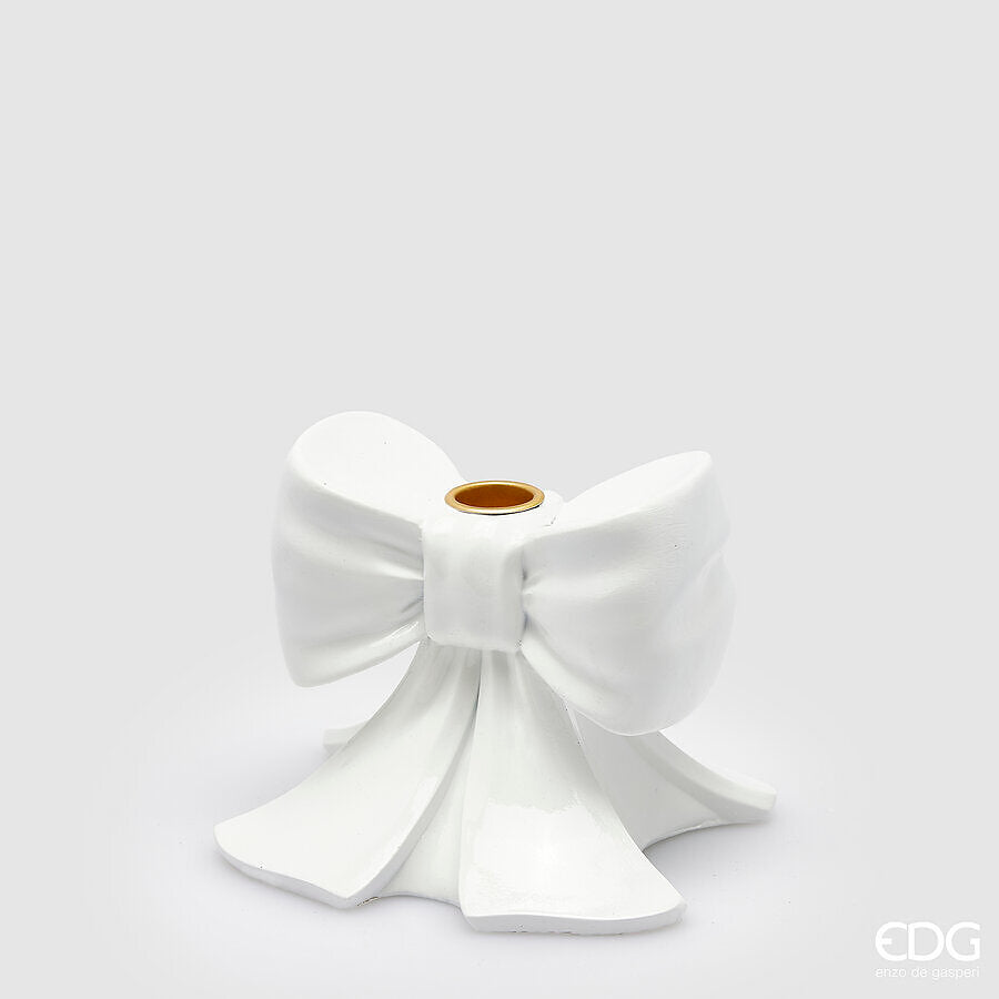 Bow candle holder H 11 cm L 13 cm L 13 cm White