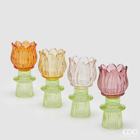 edg enzo de gasperi portacandela tulipano spring h 14 cm d 7 cm 4 ass multicolor 1 pz ean 8059824495488