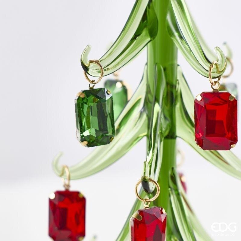 EDG Enzo De Gasperi Portacandela Pino con Gemme Green Red H25 Ø9 cm – Decorazione di Natale