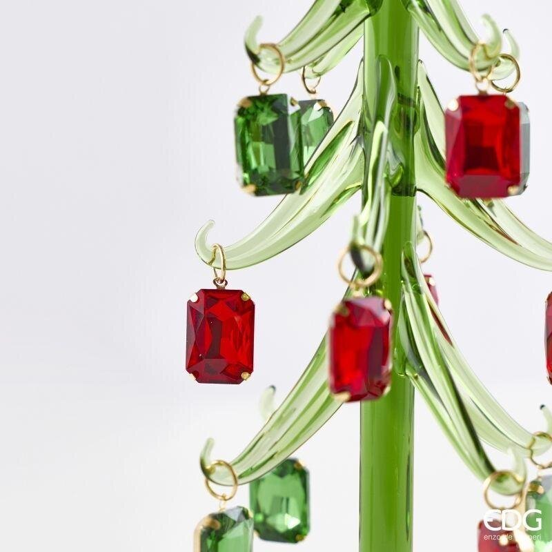 EDG Enzo De Gasperi Portacandela Pino con Gemme Green Red H25 Ø9 cm – Decorazione di Natale