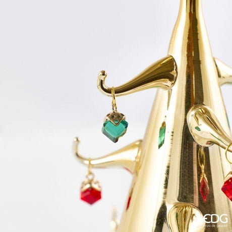 EDG Enzo De Gasperi Candle Holder Pine with Gems Gold H22 cm – Christmas Decoration