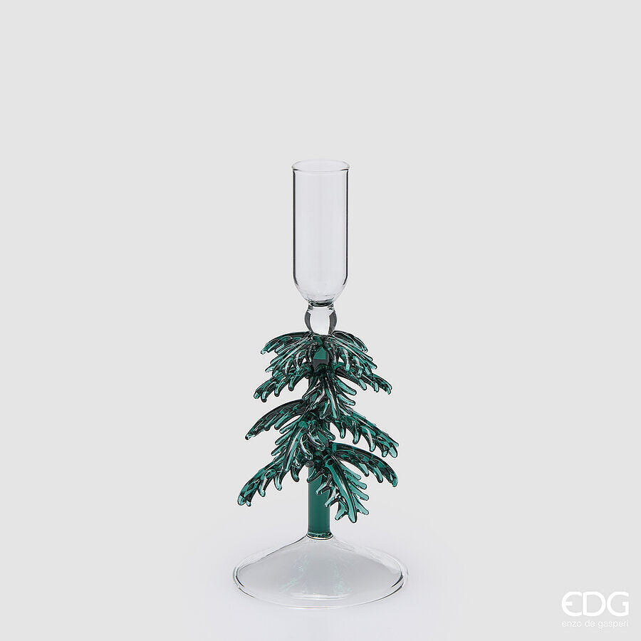 EDG Enzo De Gasperi Portacandela Pino Verde H20 Ø8 cm – Decorazione di Natale