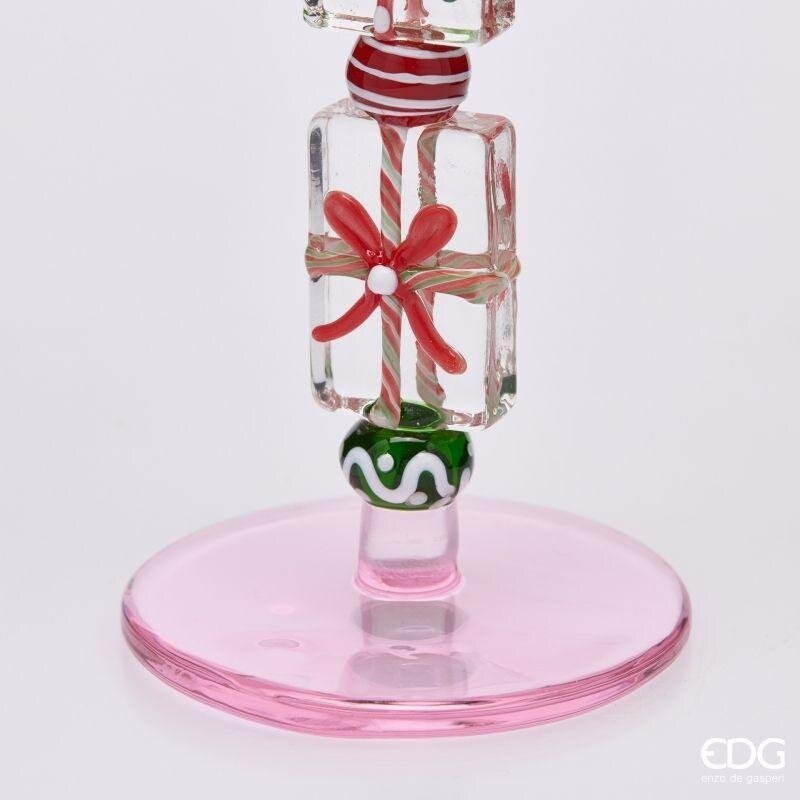 EDG Enzo De Gasperi Candle Holder Pacchi Green Pink H18.5 Ø7.5 cm – Christmas Decoration