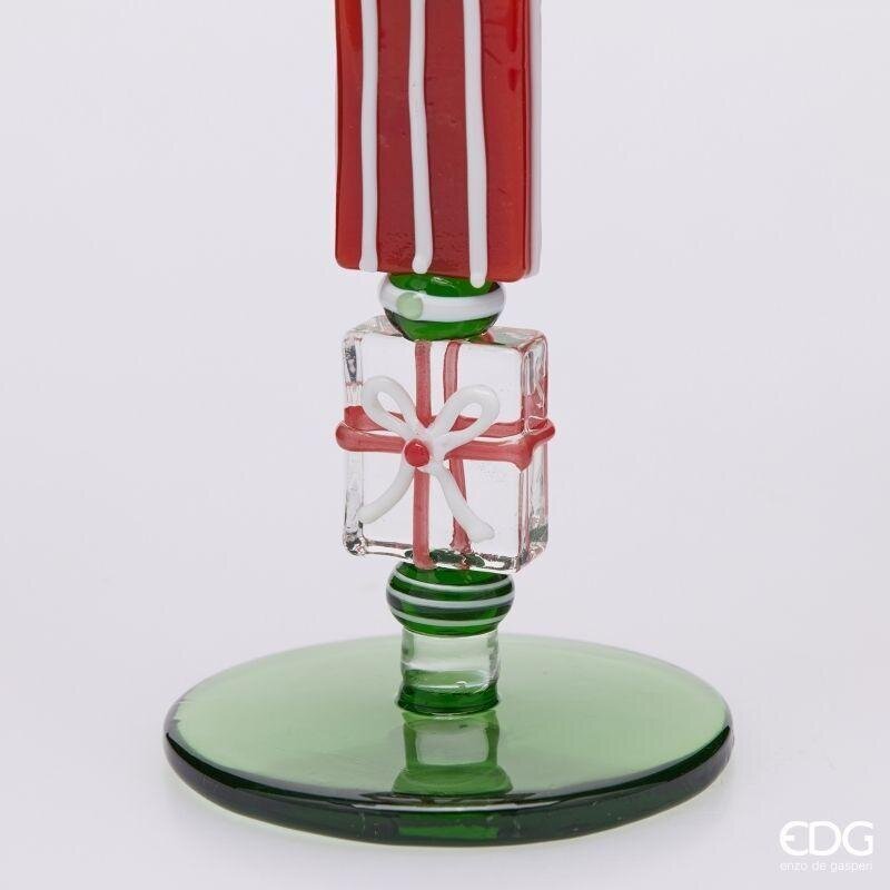 EDG Enzo De Gasperi Candle Holder Pacchi Green Red H22 Ø7.5 cm – Christmas Decoration