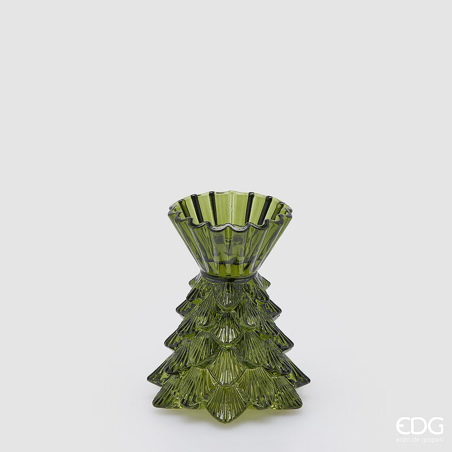 EDG Enzo De Gasperi Candle Holder Pine Dark Green H14 Ø12 cm – Christmas Decoration