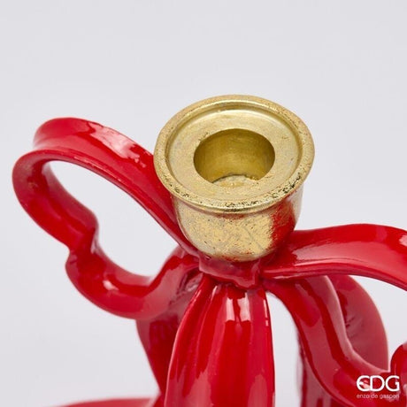 EDG Enzo De Gasperi Candle Holder Bow H20 cm Red Gold – Christmas Decoration