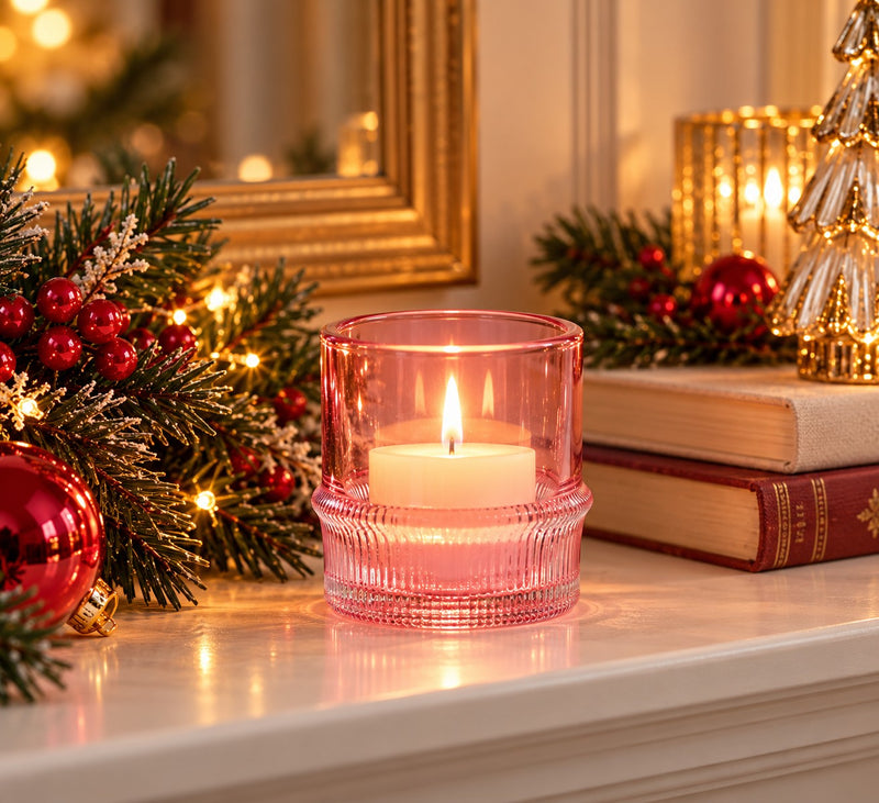 EDG Enzo De Gasperi Portacandela Anello Rosa H8 Ø7 cm – Decorazione di Natale